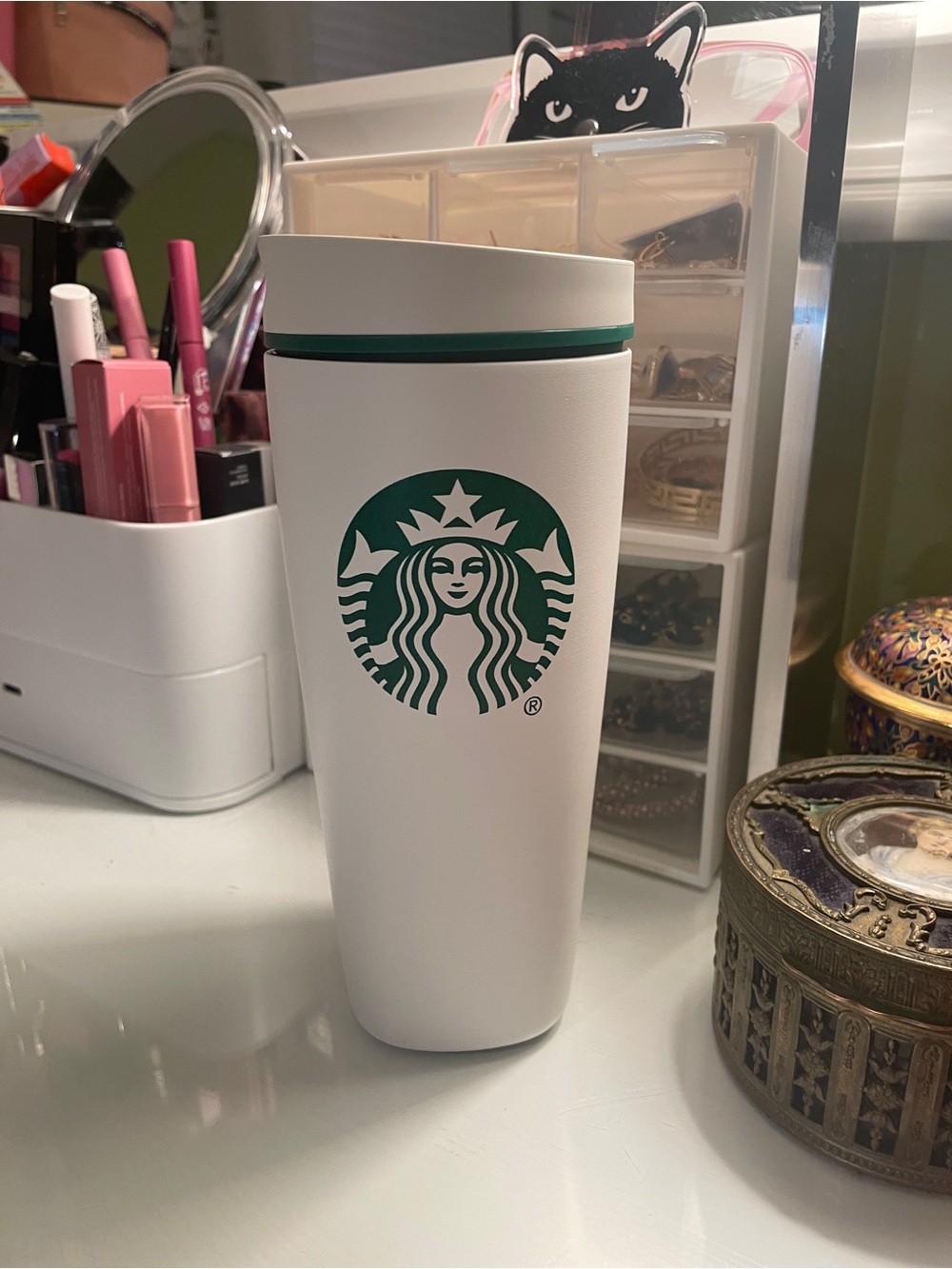 Starbucks White & Green Logo Reusable Tumbler
